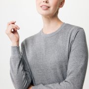 Nachhaltiger Unisex-Rundhalspullover „Pure Comfort“: Branding zum Einkuscheln