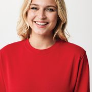 Nachhaltiger Unisex-Rundhalspullover „Pure Comfort“: Branding zum Einkuscheln