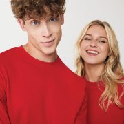 Nachhaltiger Unisex-Rundhalspullover „Pure Comfort“: Branding zum Einkuscheln