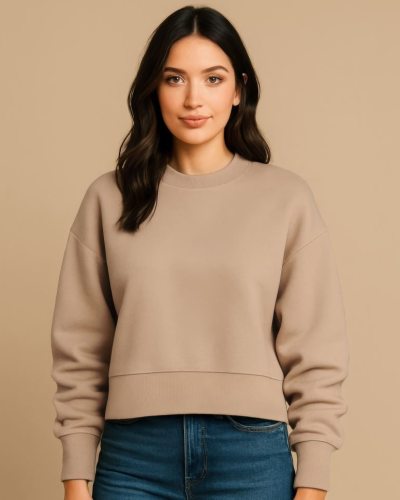 Cropped Schwerer Damen Oversize Sweater