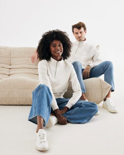 Nachhaltiger Quarter-Zip Sweater: Bio- & Recycling-Baumwolle (340g)