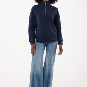 Nachhaltiger Quarter-Zip Sweater: Bio- & Recycling-Baumwolle (340g)